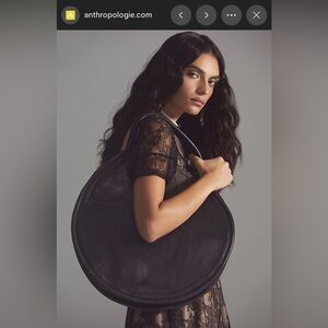 Anthropologie Black Round Leather Shoulder Bag